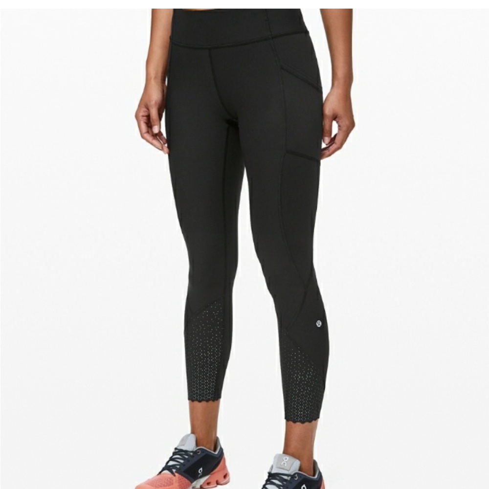 🔴Lululemon Tight Stuff High Rise Ankle Legging with Reflective dots 25” black 6